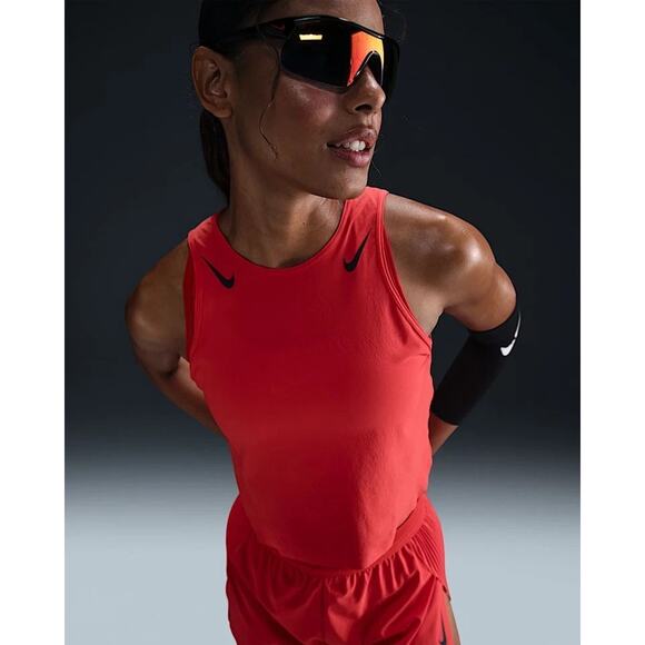 Nike AeroSwift Dri-FIT ADV Cropped Running Crimson Tank Womens XL FN2713-696 - Picture 1 of 11